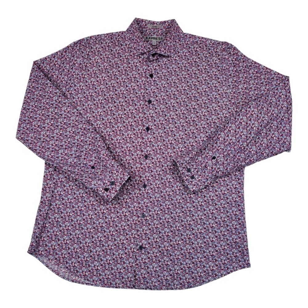 Men's Express Fitted Long Sleeve Button Down XL 17 1/2 Excellent Condition
